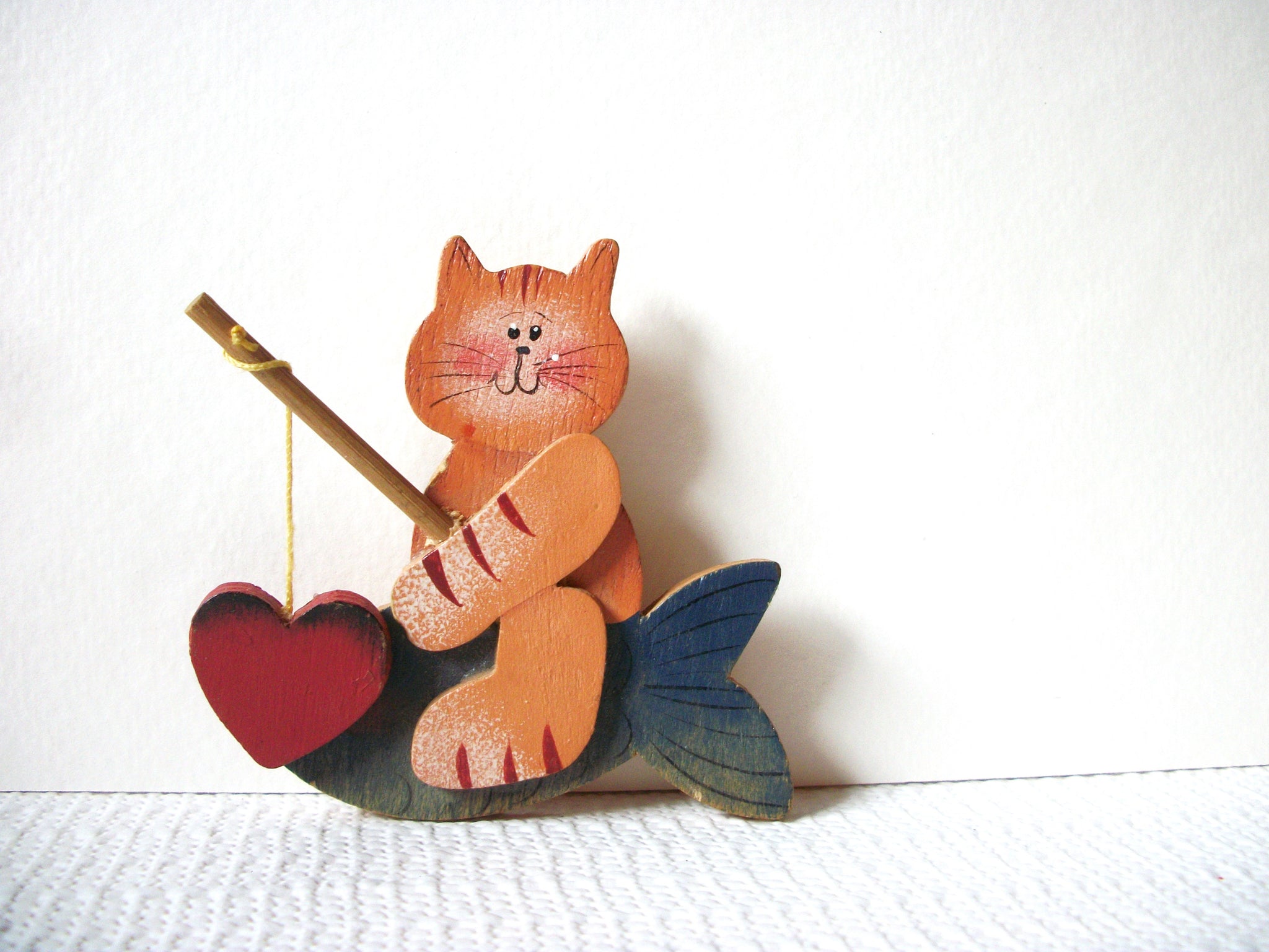 Hand Made Cat Fishing Brooch Pin 72920