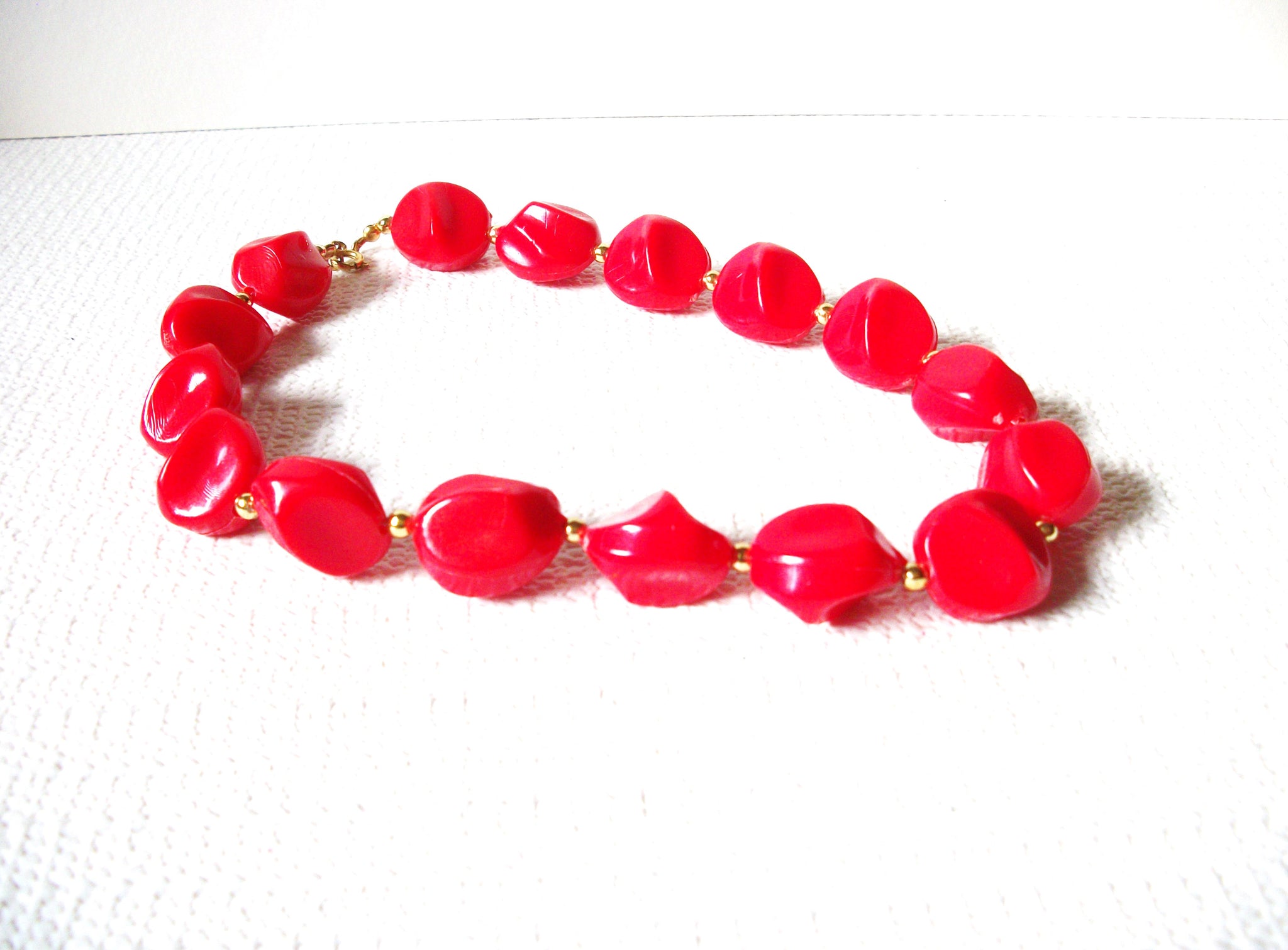 Vintage 1950s Red Gold Necklace 72920