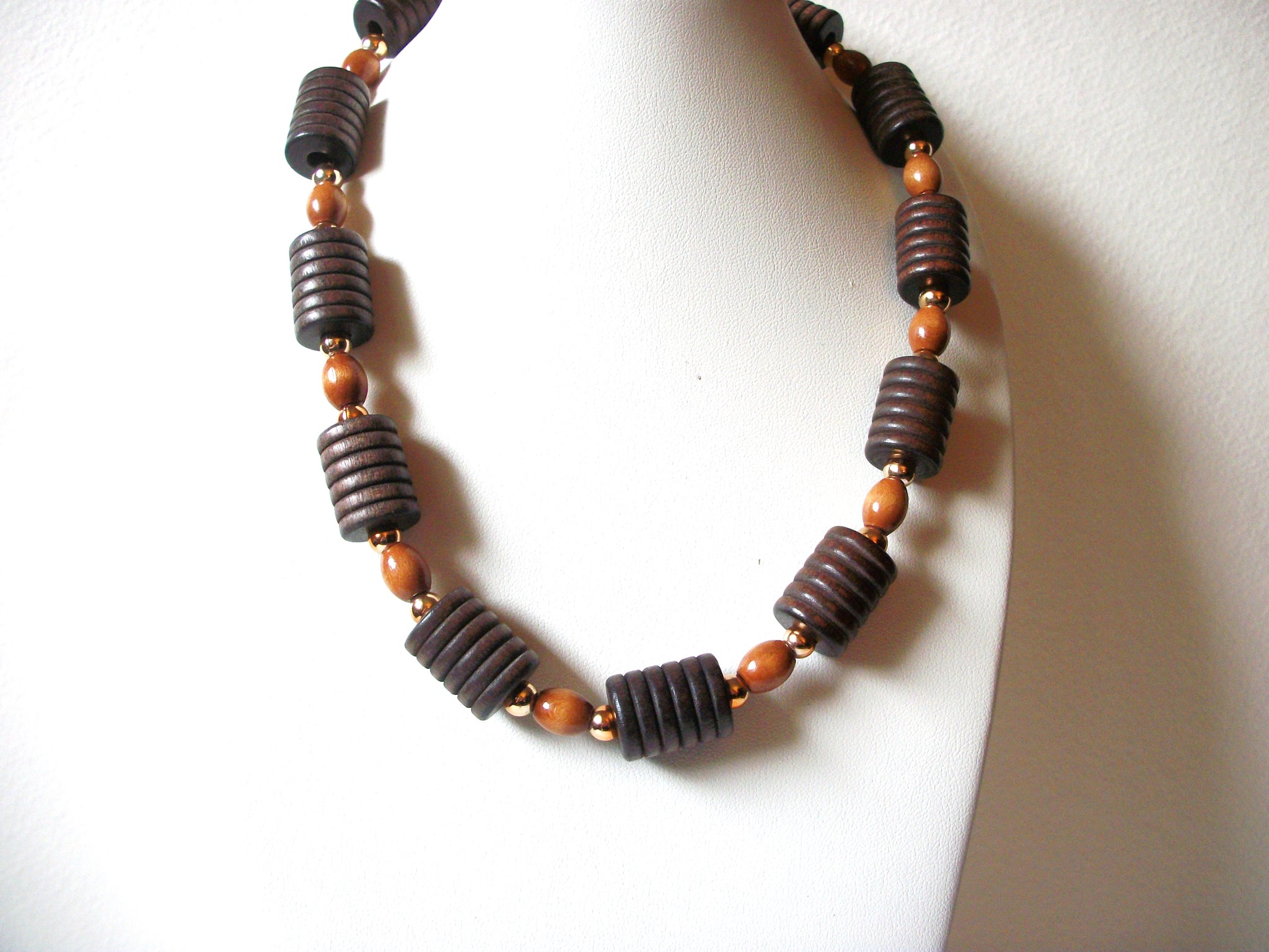 African Vintage Wood Beads Necklace 72920