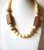 Vintage Wood Cream Acrylic Beads Necklace 73020