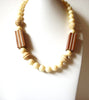 Vintage Wood Cream Acrylic Beads Necklace 73020