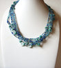 Vintage Blue Glass Shell Necklace 73020