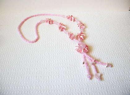 Vintage Pink Tassel Necklace 80220
