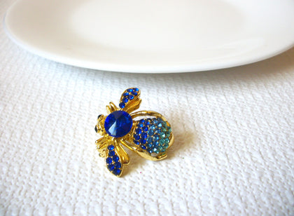 Retro Gold Toned Austrian Rhinestones Bee Brooch Pin 80620