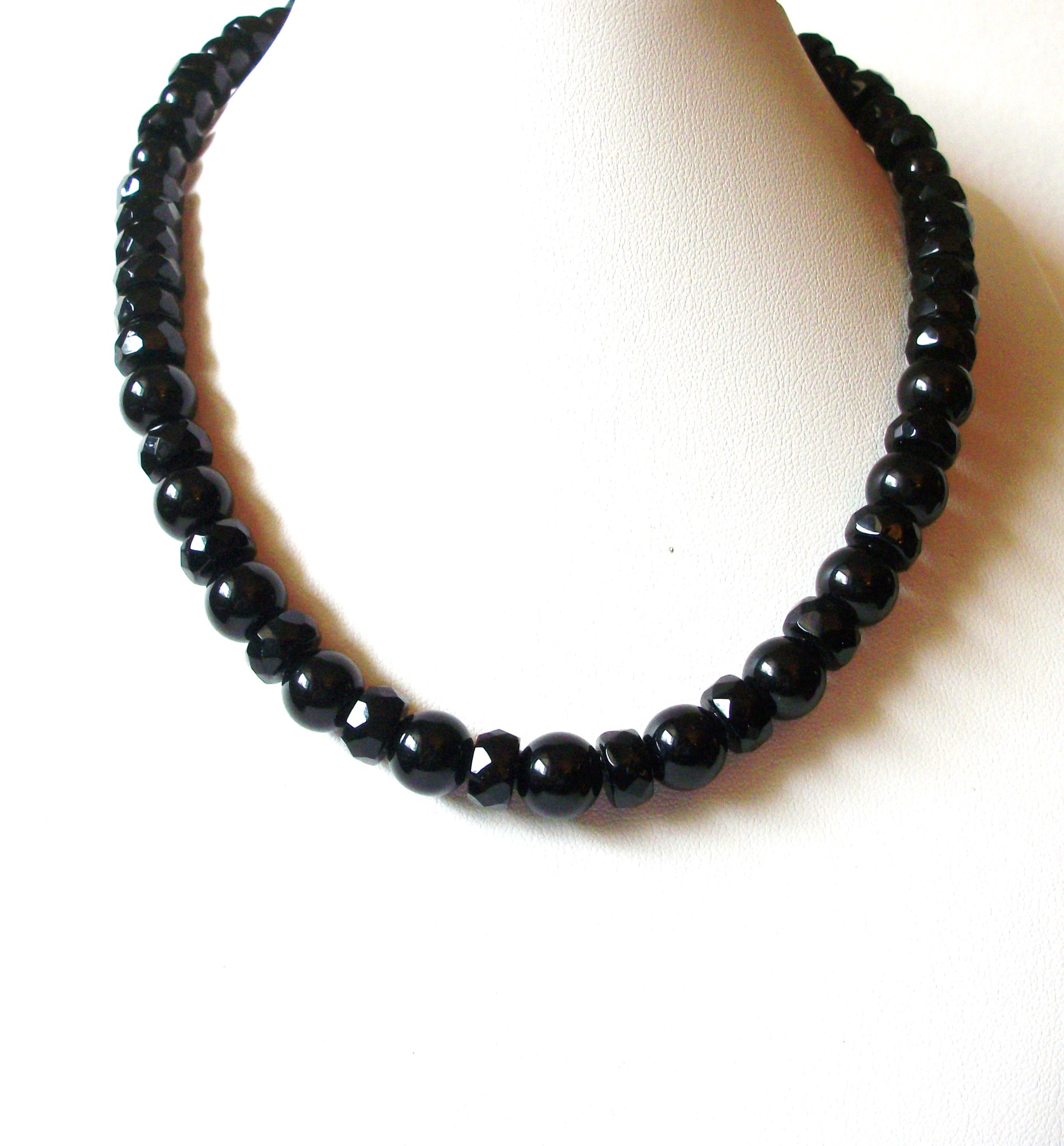Vintage Black Czech Glass Necklace 80220