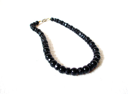 Vintage Black Czech Glass Necklace 80220