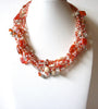 Vintage Orange White Glass Necklace 80220