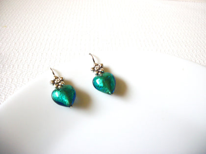 Vintage Turquoise Green Glass Earrings 80320