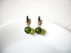Vintage Green Glass Rhinestone Earrings 80320