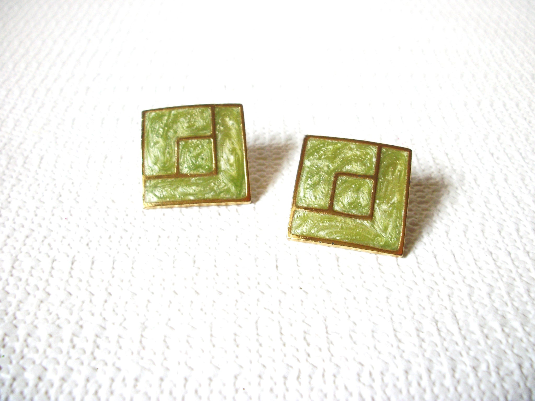 Vintage Gold Green Earrings 80320