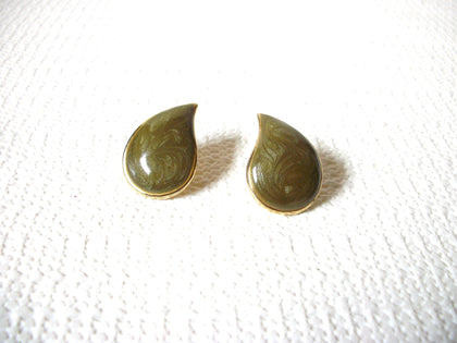 Retro Gold Green Teardrop Earrings 80320