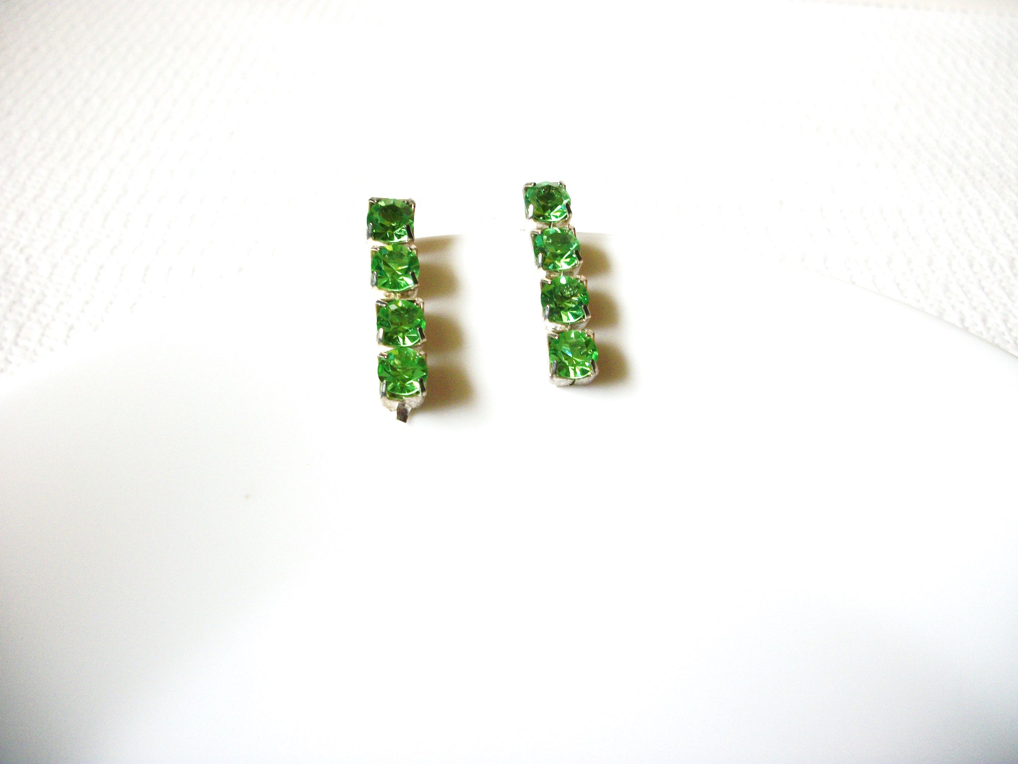 Vintage Green Rhinestone Earrings 80320