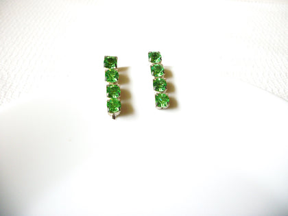 Vintage Green Rhinestone Earrings 80320