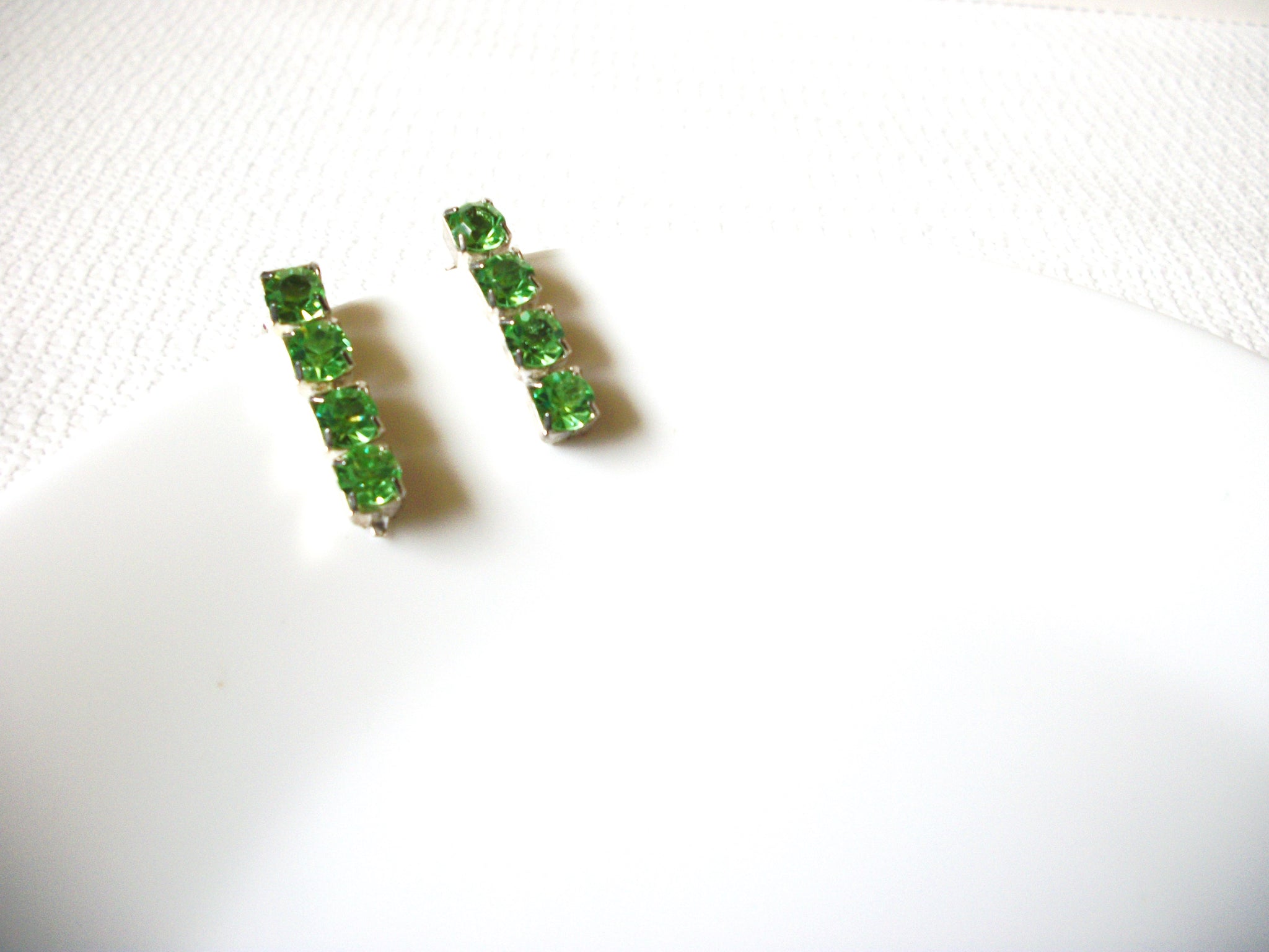 Vintage Green Rhinestone Earrings 80320