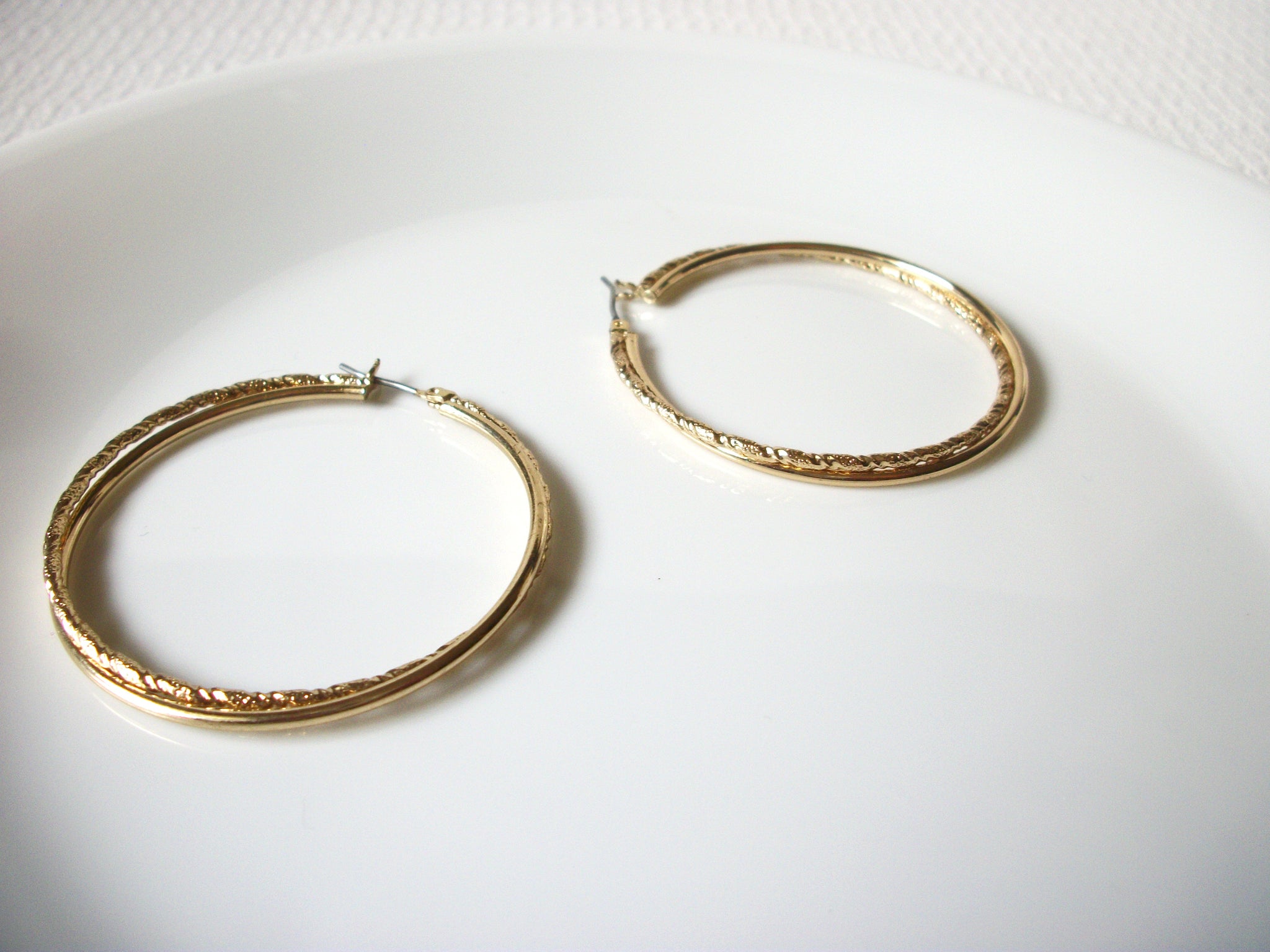 Larger Gold Toned Hoop Earrings 80320