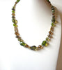 Vintage Green Gold Glass Necklace 80320