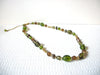 Vintage Green Gold Glass Necklace 80320