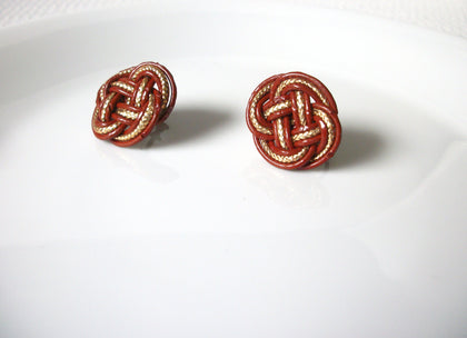 1940s Vintage Weaved Leather Earrings 80420