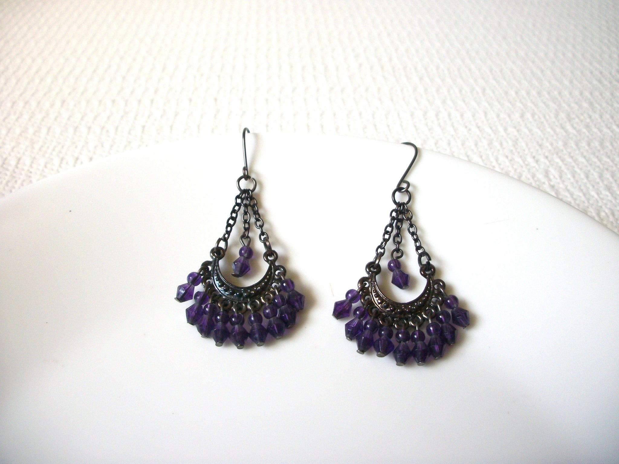 Victorian Purple Glass Chandelier Earrings 80420