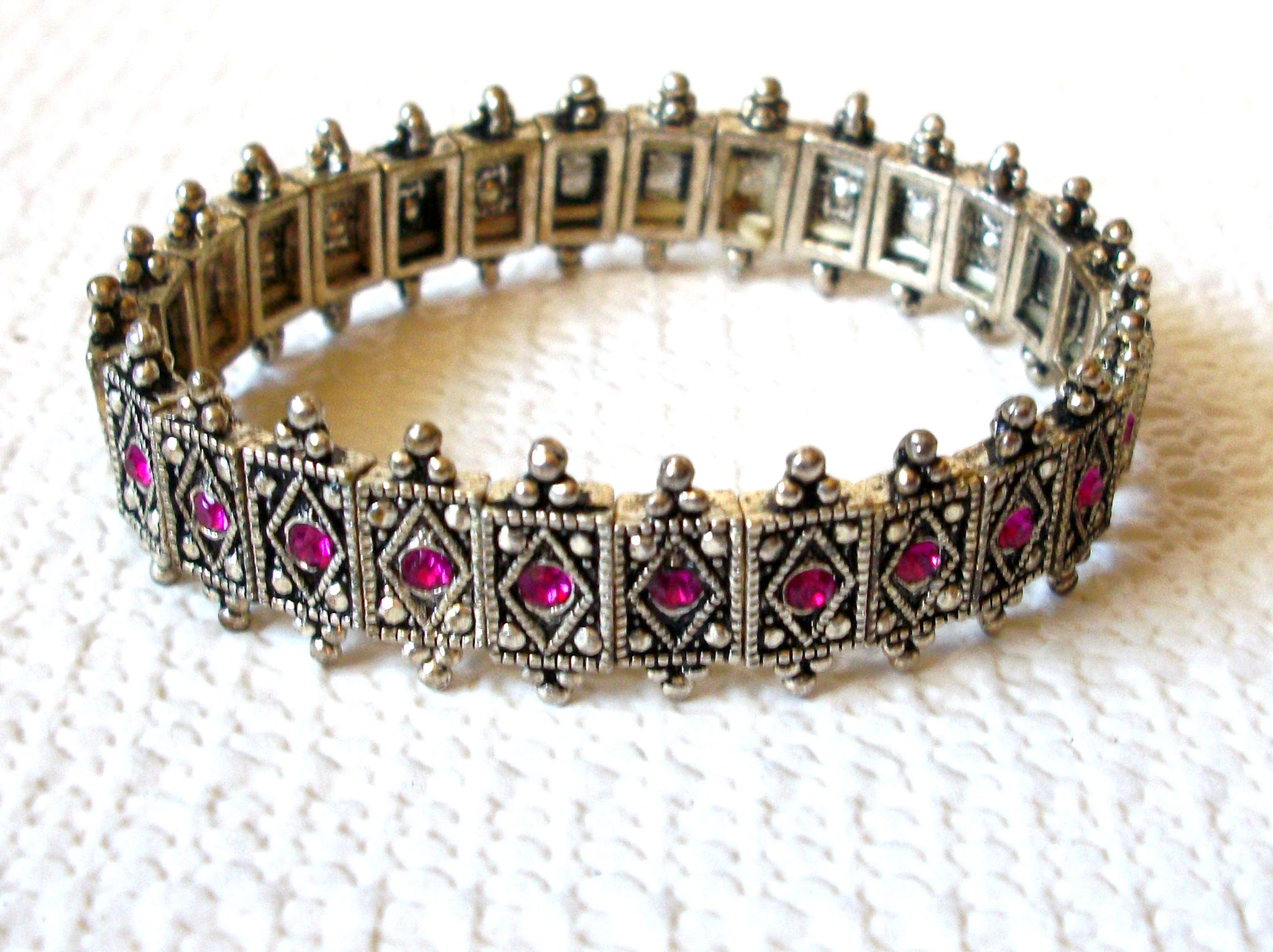 Vintage Fuchsia Pink Rhinestones Bracelet 80420