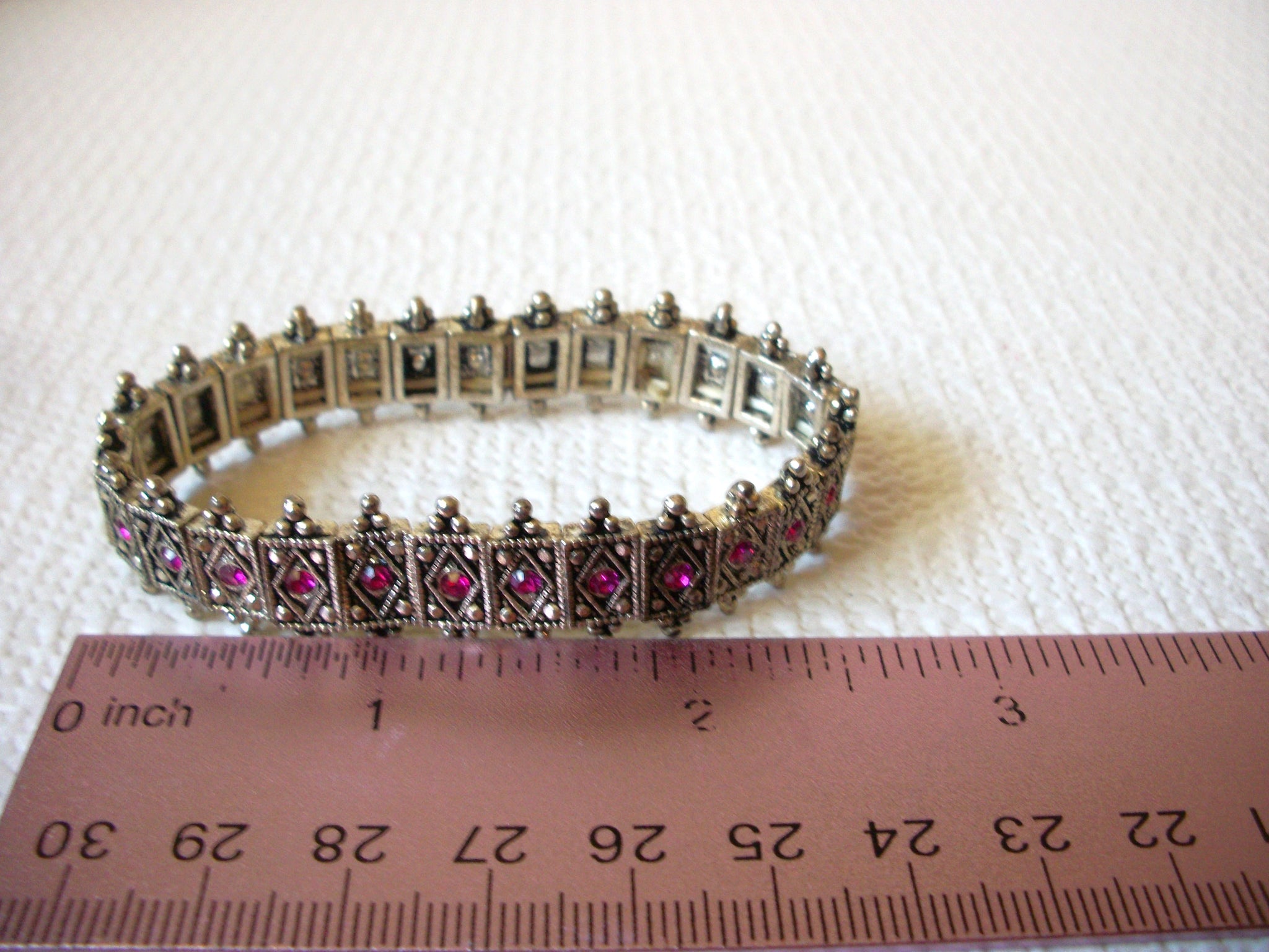 Vintage Fuchsia Pink Rhinestones Bracelet 80420