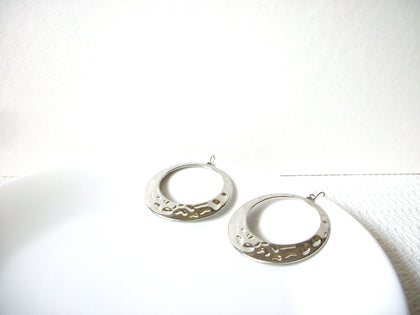 Retro Silver Toned Hoop Earrings 80520