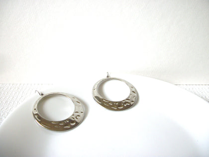 Retro Silver Toned Hoop Earrings 80520