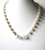 Vintage Glass Pearl AB Crystal Necklace 80620