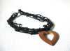 Vintage Glass Wood Heart Necklace 80520