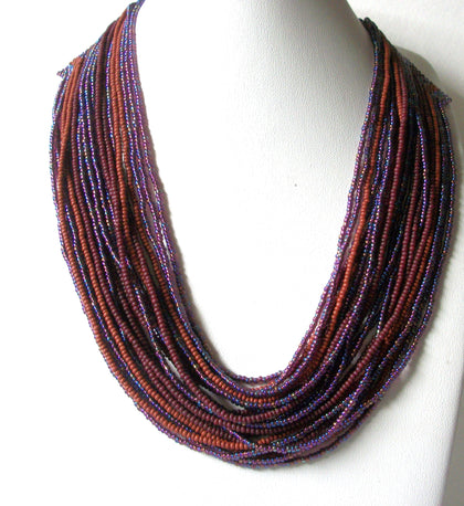 Vintage Rust Brown Purple Necklace 80620
