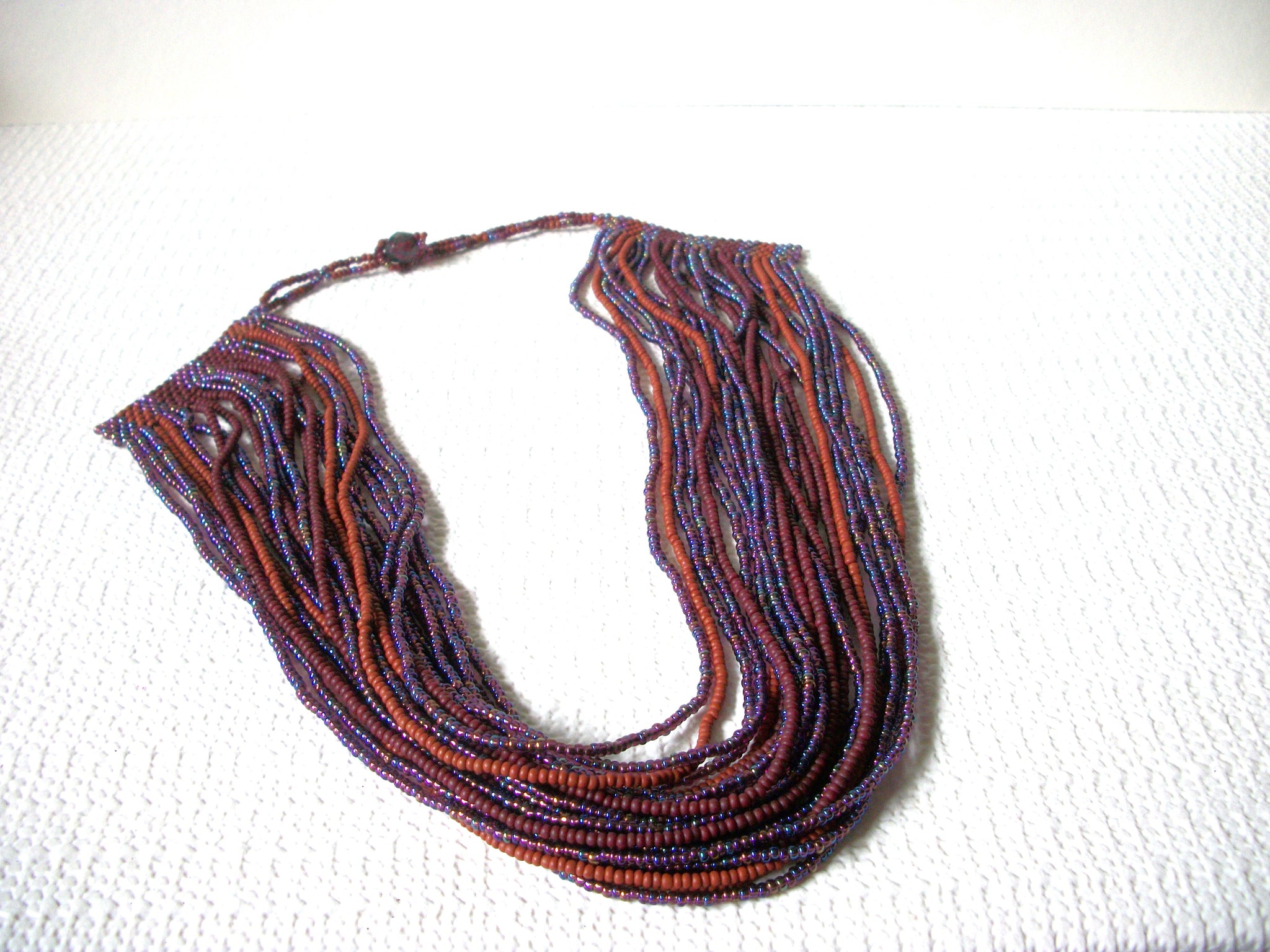 Vintage Rust Brown Purple Necklace 80620