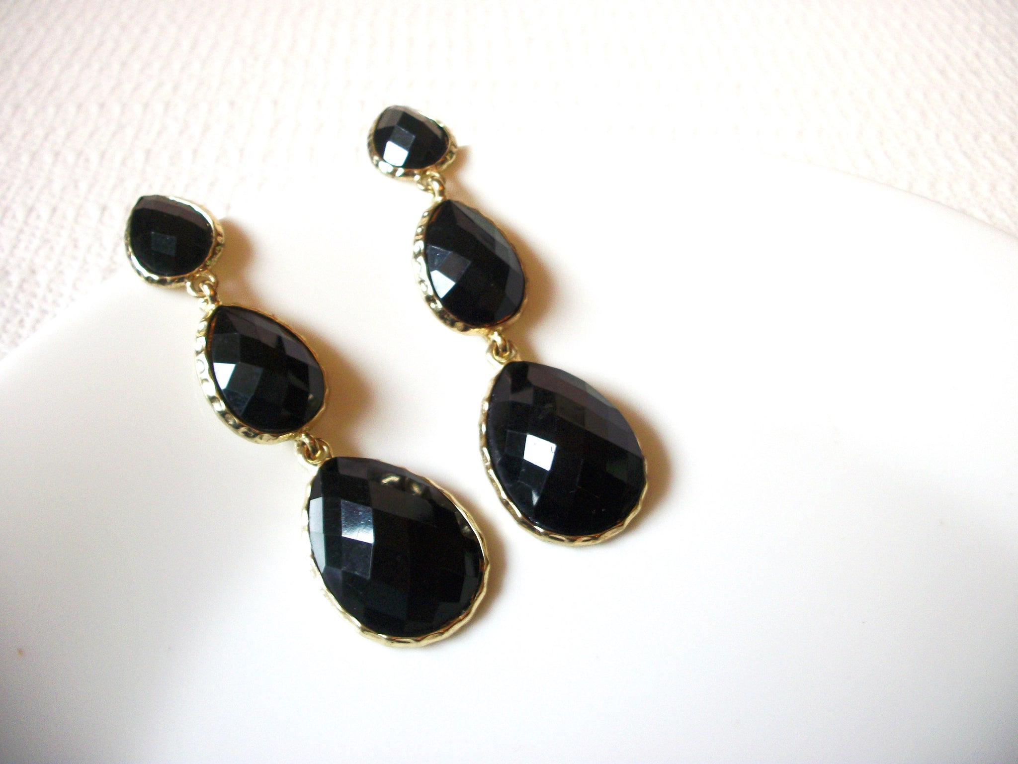 Retro Gold Black Earrings 80620