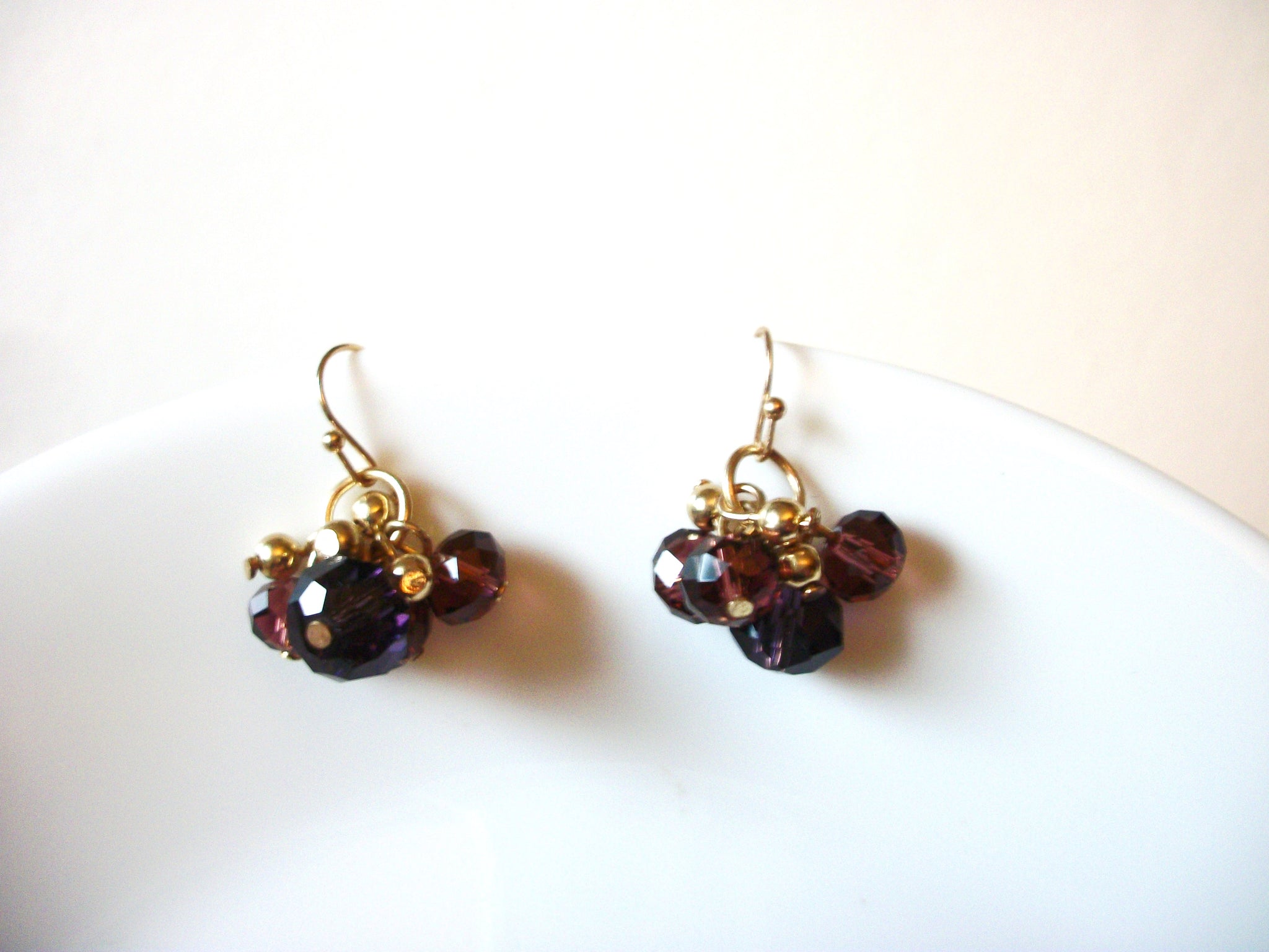 Vintage Plum Purple Czech Glass Earrings 80620