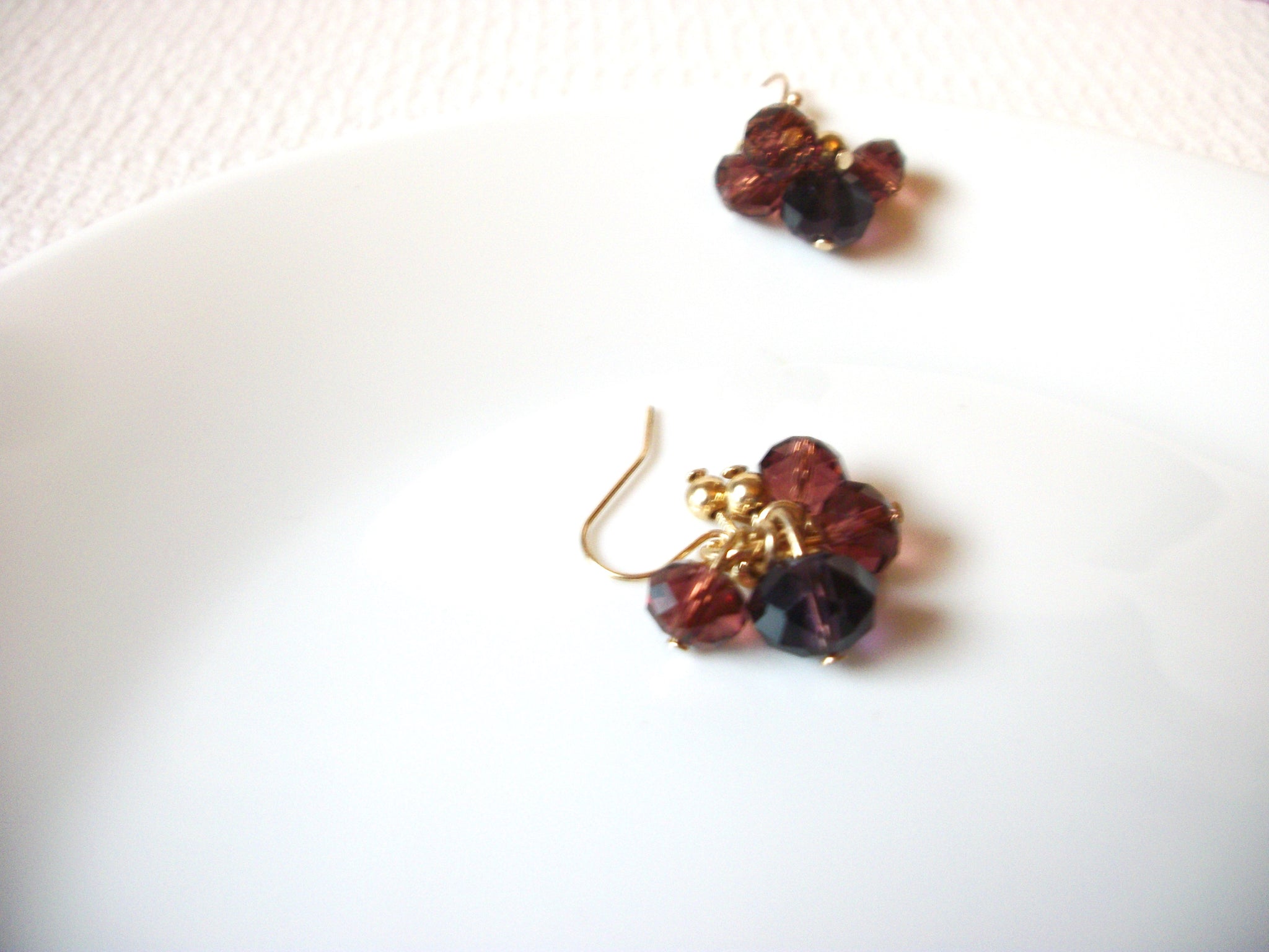 Vintage Plum Purple Czech Glass Earrings 80620