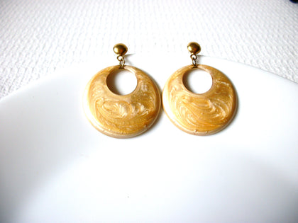 Vintage Pale Peach Gold Doorknocker Earrings 80720