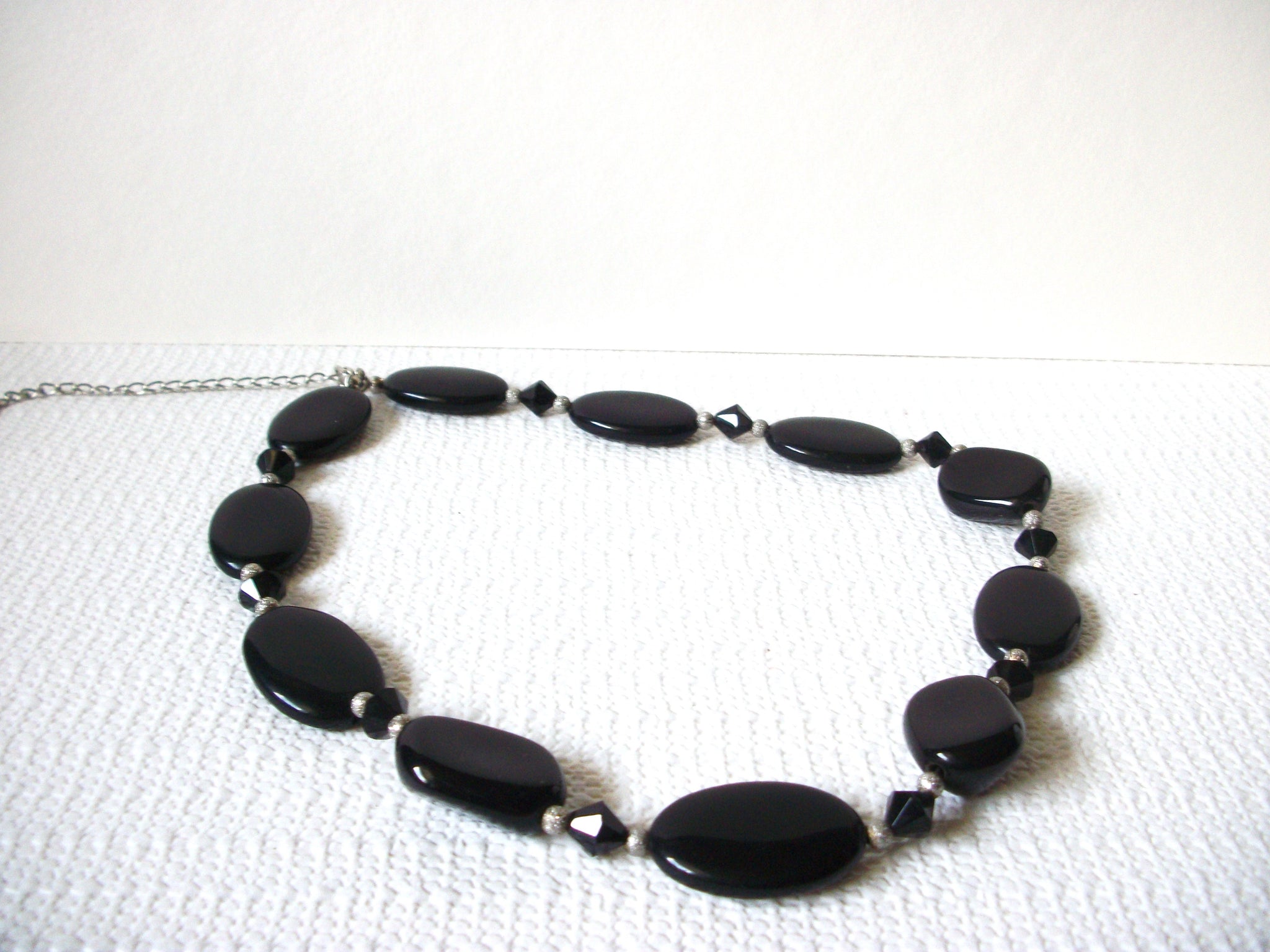 Retro Black Flat Stone Necklace 80820