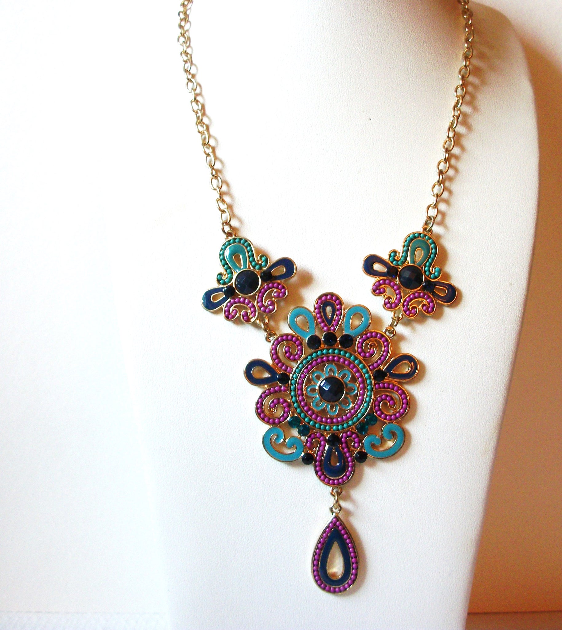 Retro Colorful Ornate Necklace 80820