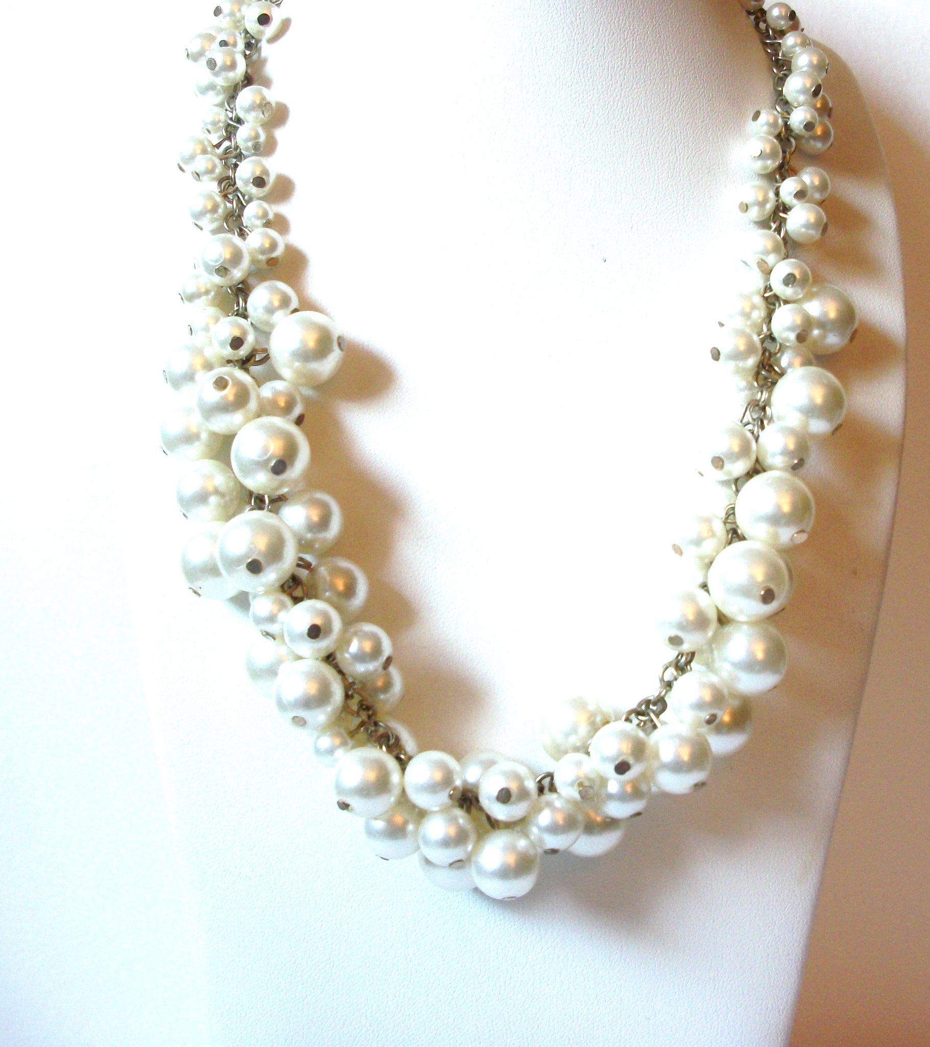 Vintage Cluster Glass Dipped Pearl Necklace 80820