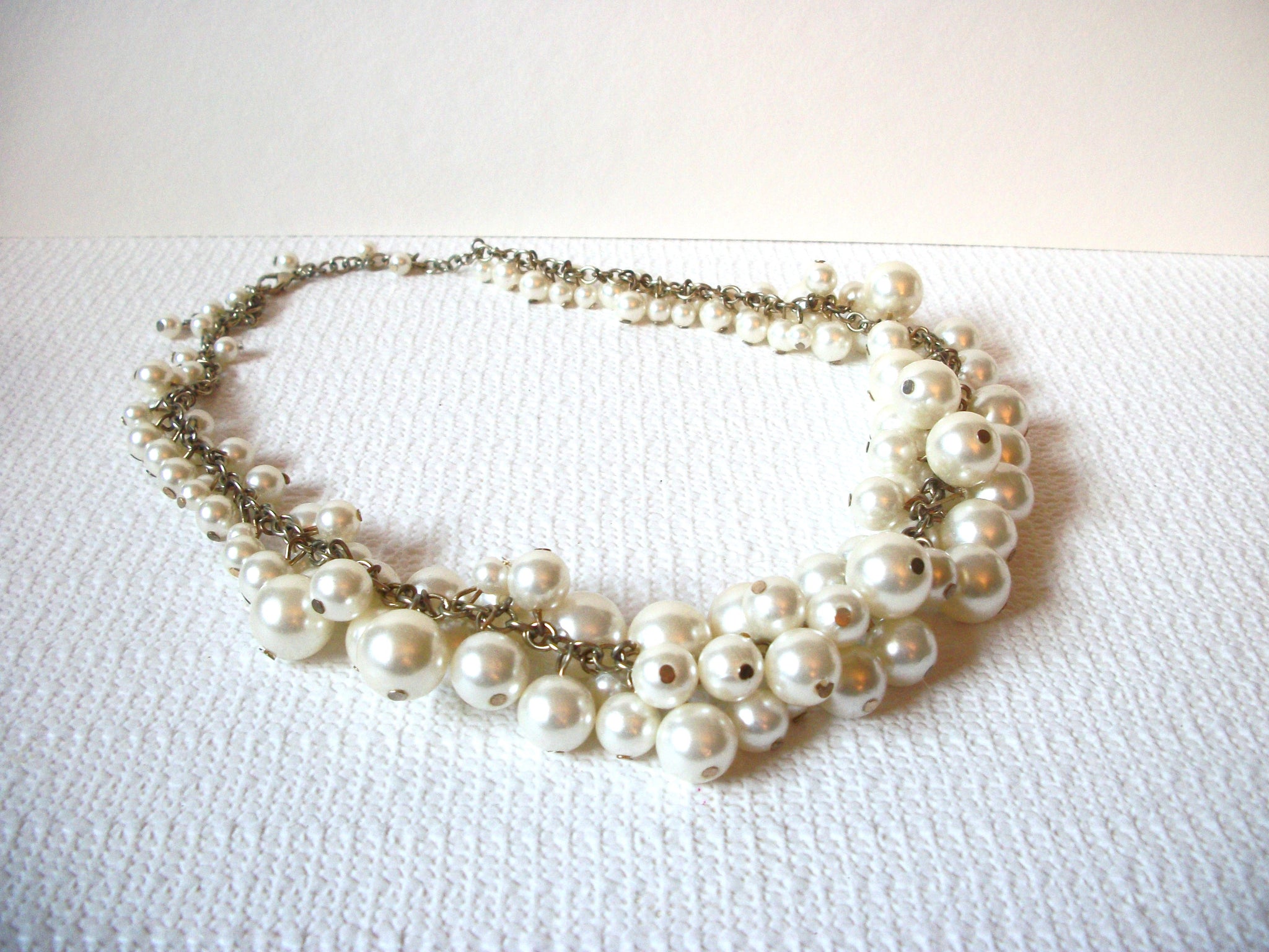 Vintage Cluster Glass Dipped Pearl Necklace 80820