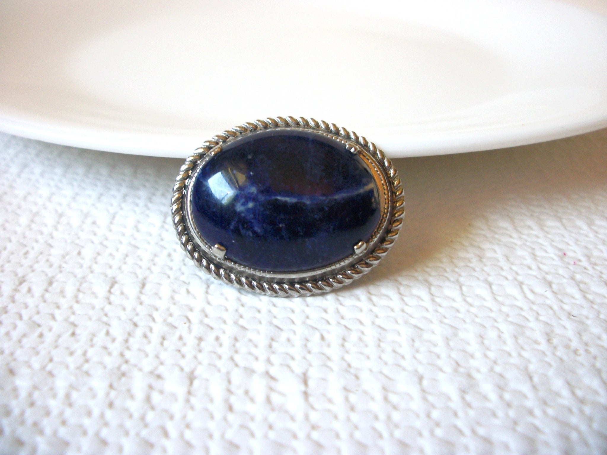 Vintage Blue Stone Brooch Pin 80920
