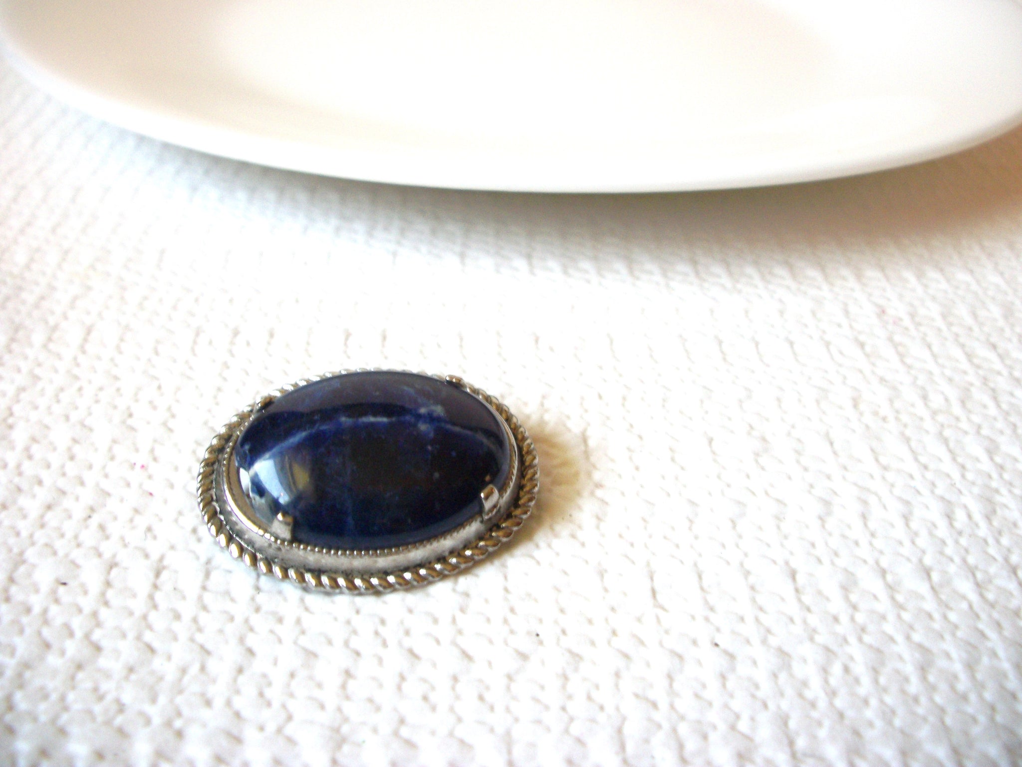 Vintage Blue Stone Brooch Pin 80920
