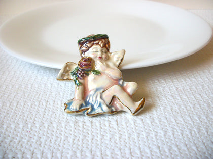 Vintage Porcelain Angel Brooch Pin 80820