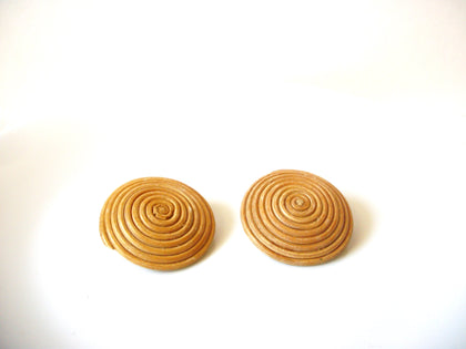 Vintage Organic Snail Wood Earrings 80820