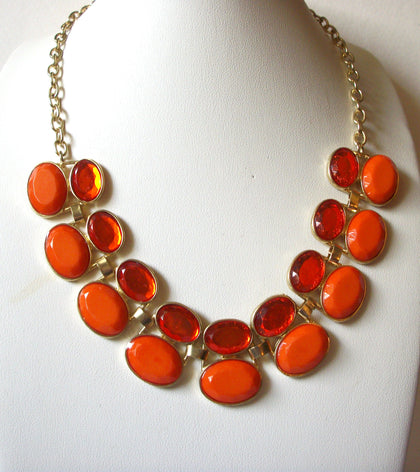 Retro Gold Orange Statement Necklace 80920