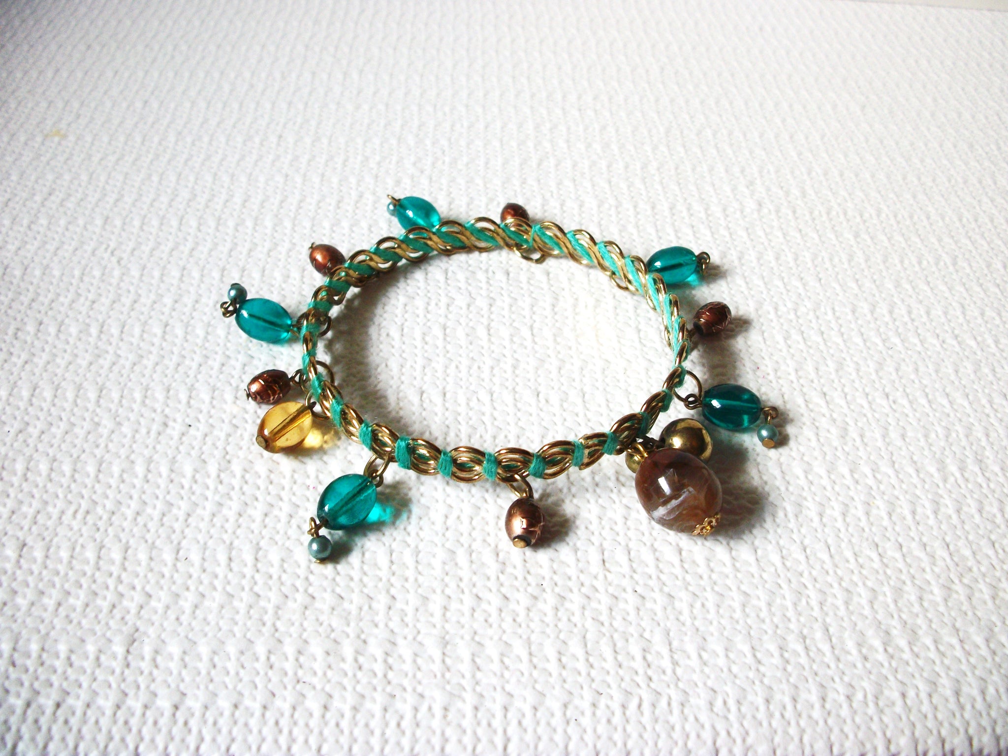 Retro Dangling Glass Beads Bangle Bracelet 81020