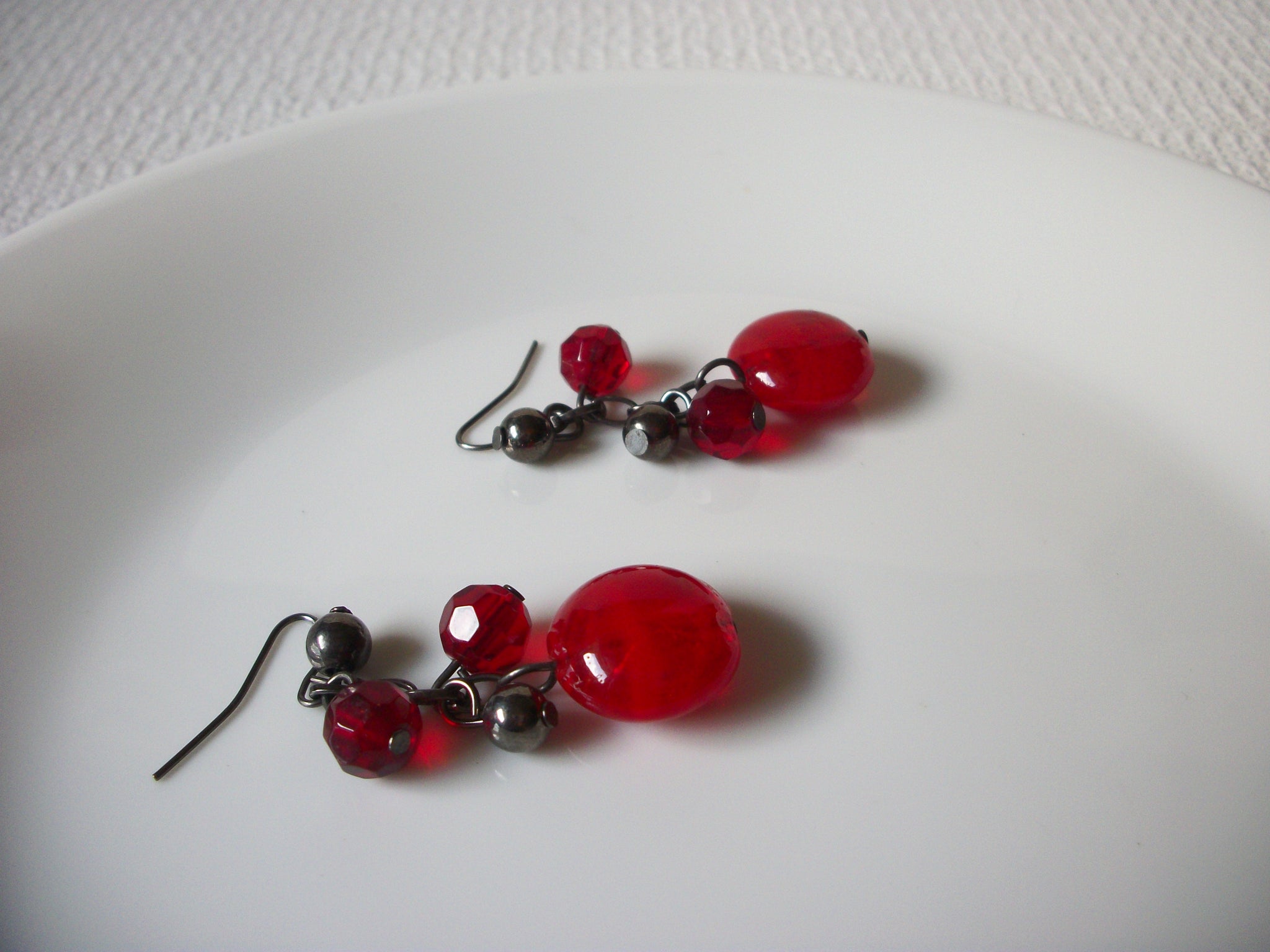 Retro Red Glass Earrings 80920