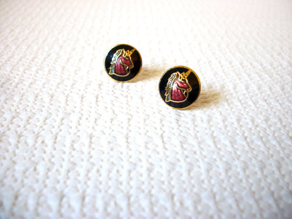 Vintage Small Cloisonne Unicorn Earrings 81020