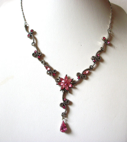Vintage Victorian Rose Rhinestone Necklace 81120