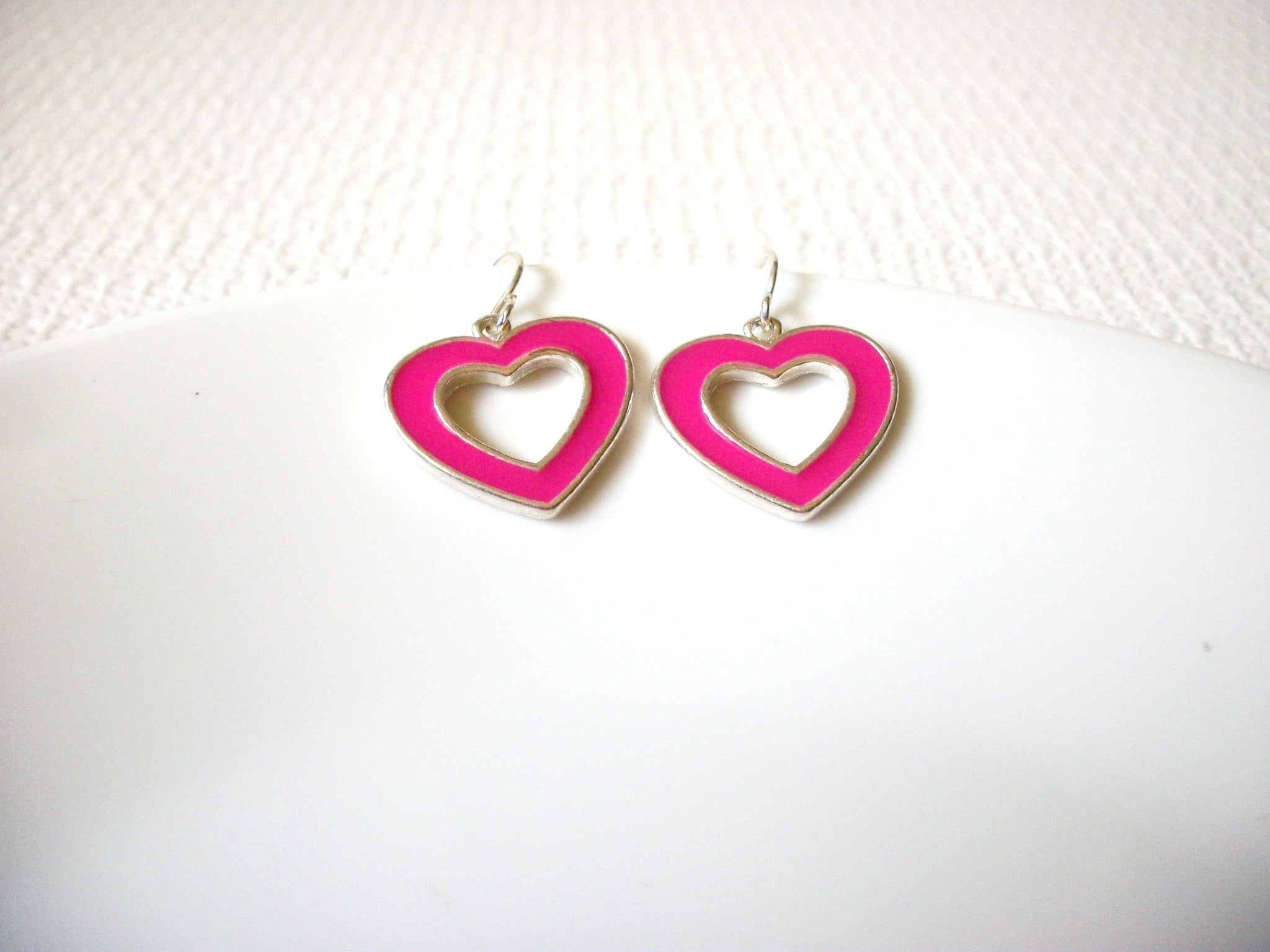 Retro Pink Heart Earrings 81120