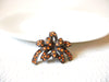 Vintage Apricot Rhinestones Floral Ribbon Brooch Pin 81120